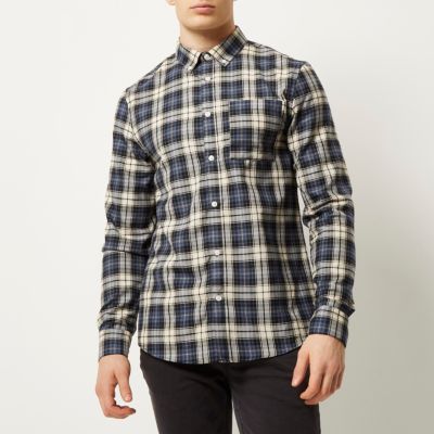 Blue check flannel shirt